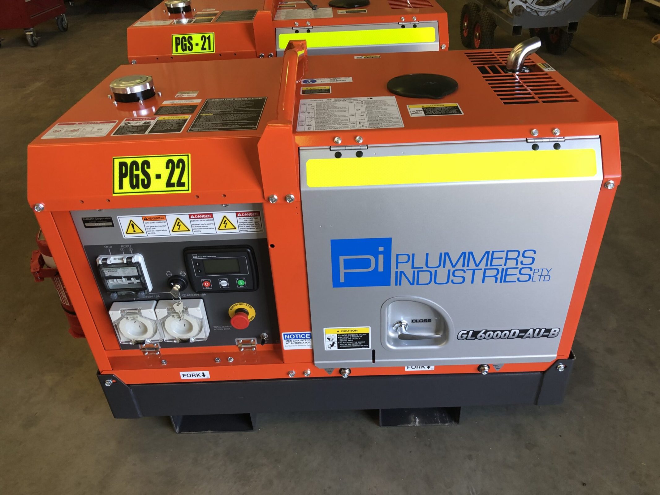 Plumbers industries showcasing portable generators and pipeline equipment.