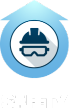 Safety logo on blue background, ideal for pipeline equipment.